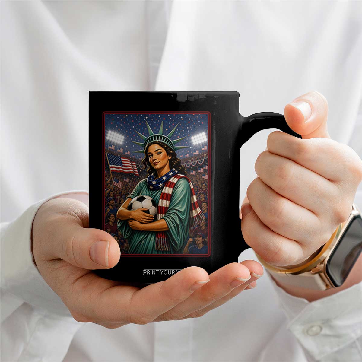 Funny Statue Of Liberty Soccer Gift Coffee Mug USA Football Pride