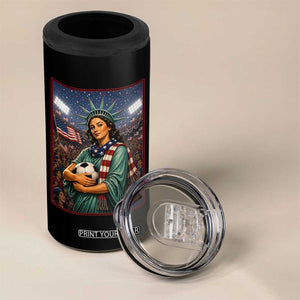 Funny Statue Of Liberty Soccer Gift 4 in 1 Can Cooler Tumbler USA Football Pride