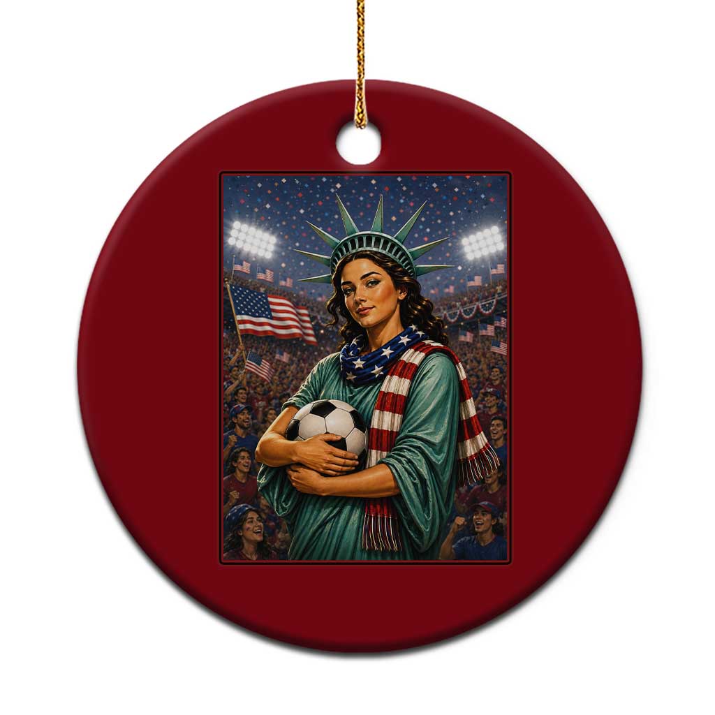 Funny Statue Of Liberty Soccer Gift Ceramic Ornament USA Football Pride TS12 1pc Red Print Your Wear