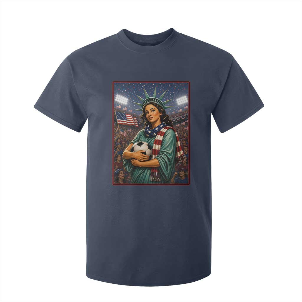Funny Statue Of Liberty Soccer Gift T Shirt For Kid USA Football Pride