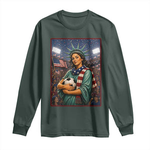 Funny Statue Of Liberty Soccer Gift Long Sleeve Shirt USA Football Pride