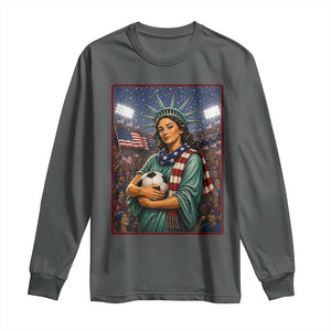 Funny Statue Of Liberty Soccer Gift Long Sleeve Shirt USA Football Pride