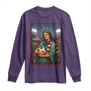 Funny Statue Of Liberty Soccer Gift Long Sleeve Shirt USA Football Pride