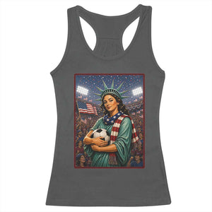 Funny Statue Of Liberty Soccer Gift Racerback Tank Top USA Football Pride