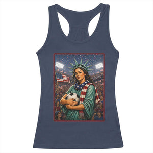 Funny Statue Of Liberty Soccer Gift Racerback Tank Top USA Football Pride