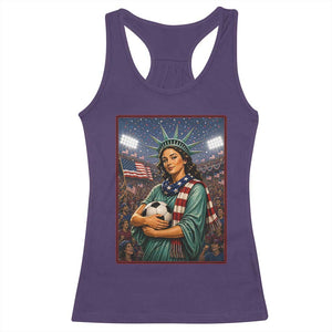 Funny Statue Of Liberty Soccer Gift Racerback Tank Top USA Football Pride