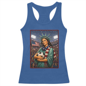 Funny Statue Of Liberty Soccer Gift Racerback Tank Top USA Football Pride