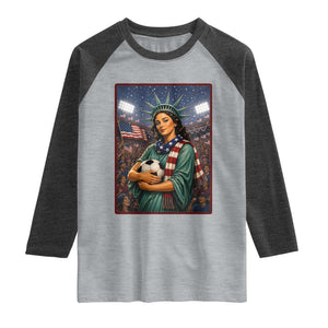 Funny Statue Of Liberty Soccer Gift Raglan Shirt USA Football Pride