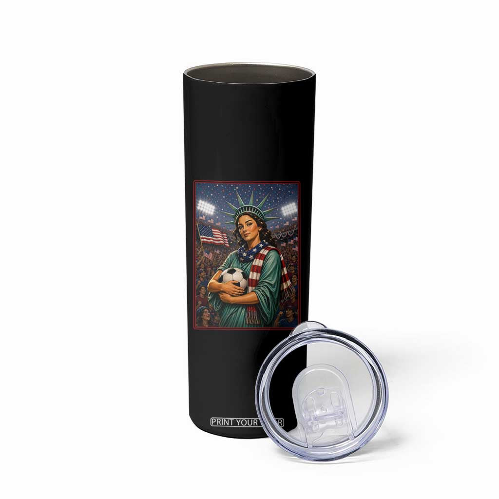 Funny Statue Of Liberty Soccer Gift Skinny Tumbler USA Football Pride