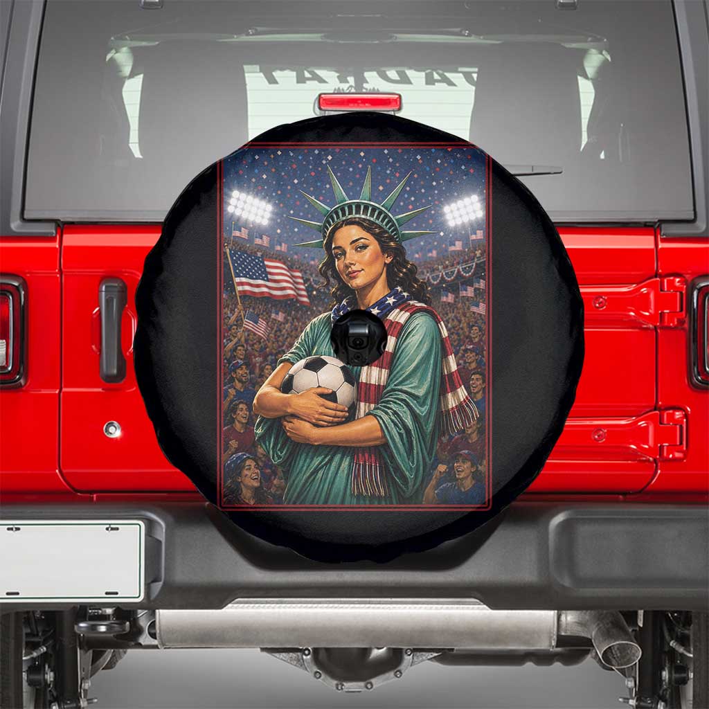 Funny Statue Of Liberty Soccer Gift Spare Tire Cover USA Football Pride