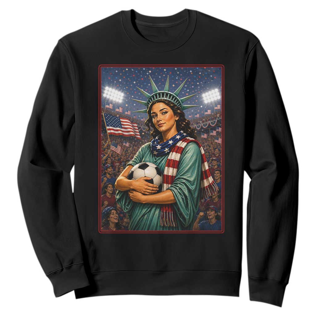 Funny Statue Of Liberty Soccer Gift Sweatshirt USA Football Pride TS12 Black Print Your Wear