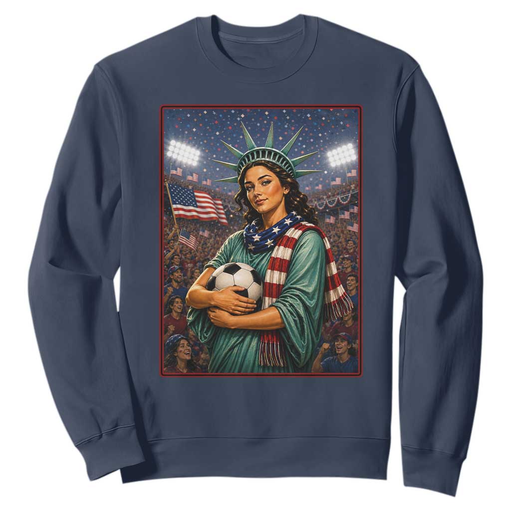 Funny Statue Of Liberty Soccer Gift Sweatshirt USA Football Pride