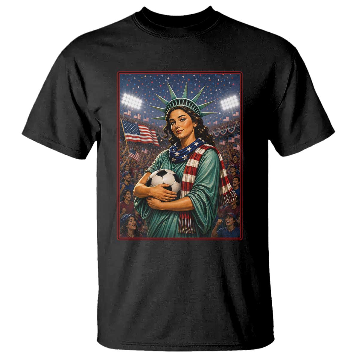 Funny Statue Of Liberty Soccer Gift T Shirt USA Football Pride