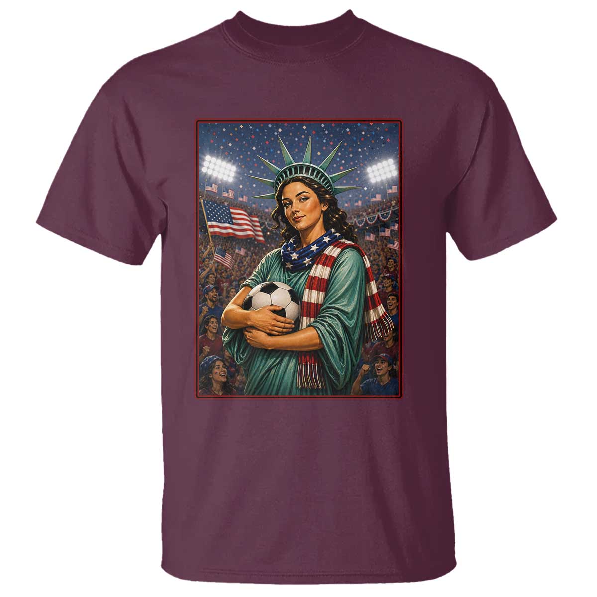Funny Statue Of Liberty Soccer Gift T Shirt USA Football Pride