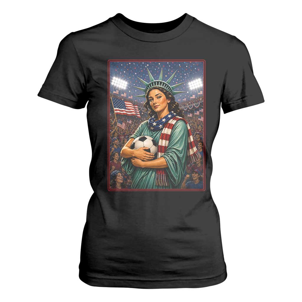 Funny Statue Of Liberty Soccer Gift T Shirt For Women USA Football Pride