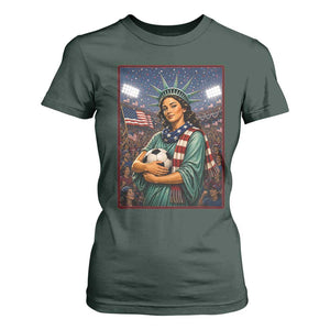 Funny Statue Of Liberty Soccer Gift T Shirt For Women USA Football Pride