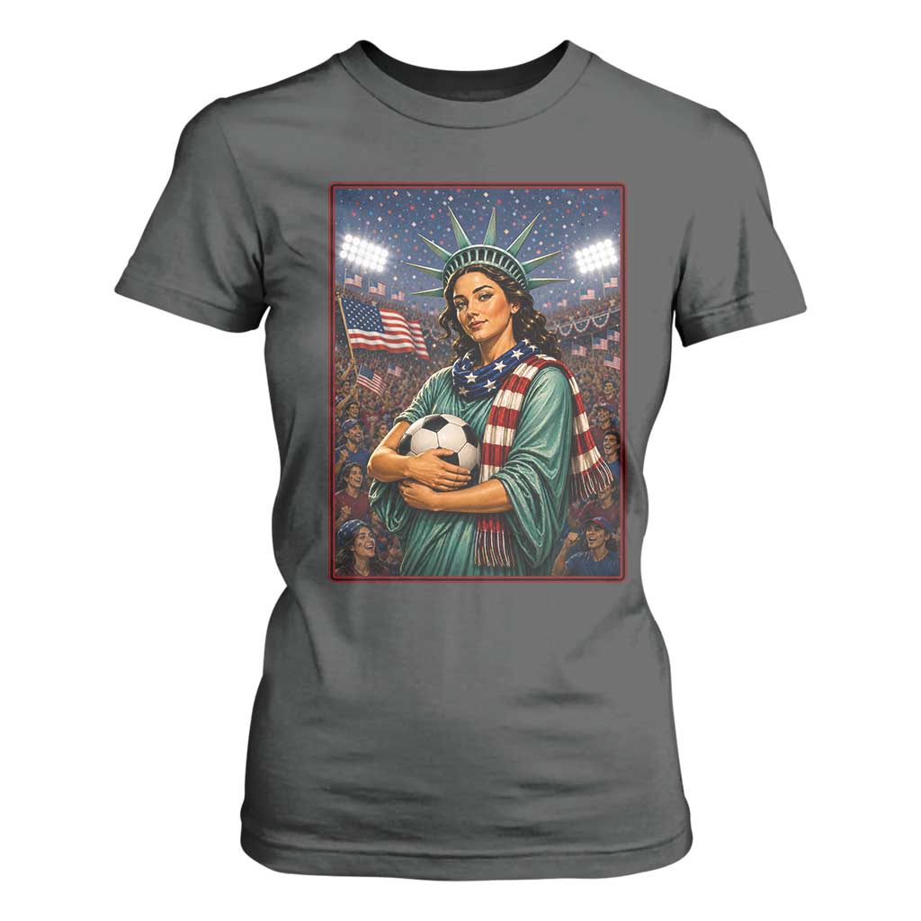 Funny Statue Of Liberty Soccer Gift T Shirt For Women USA Football Pride