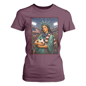Funny Statue Of Liberty Soccer Gift T Shirt For Women USA Football Pride