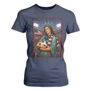 Funny Statue Of Liberty Soccer Gift T Shirt For Women USA Football Pride