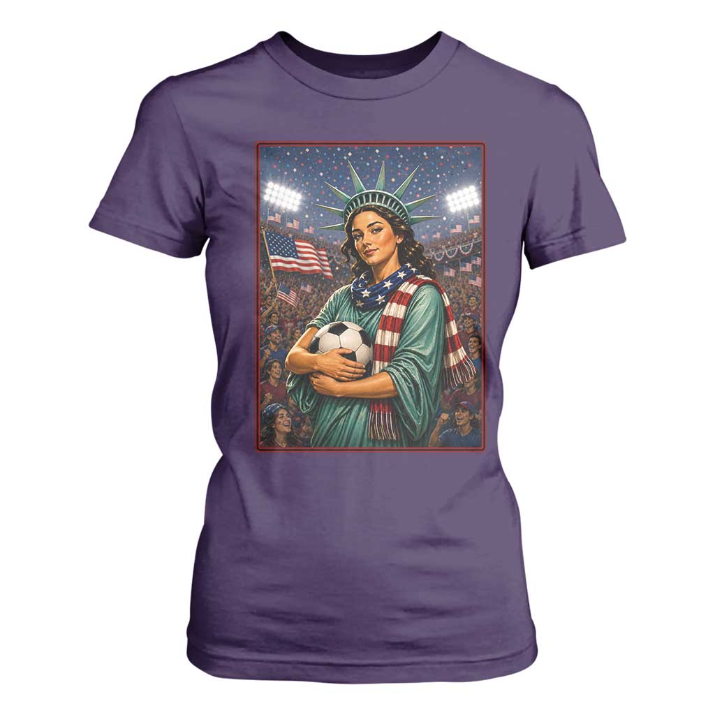 Funny Statue Of Liberty Soccer Gift T Shirt For Women USA Football Pride