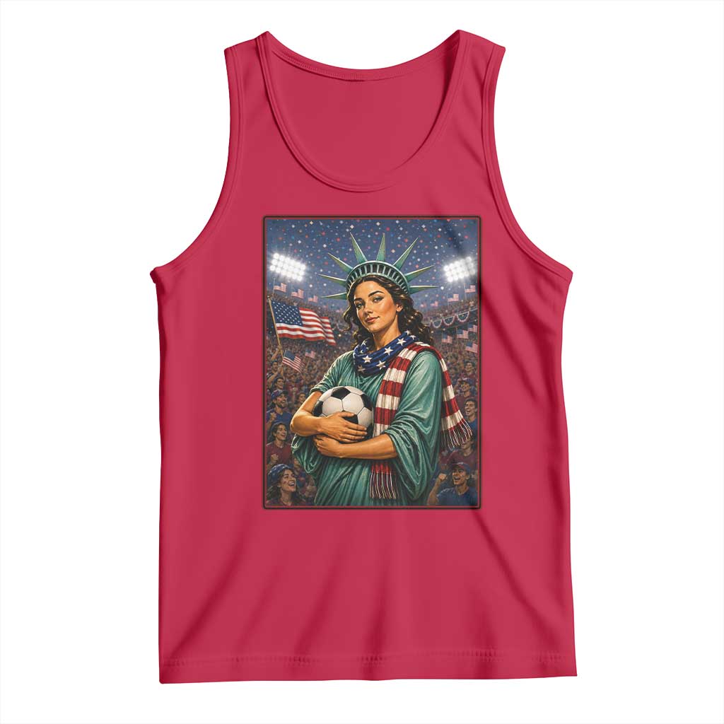 Funny Statue Of Liberty Soccer Gift Tank Top USA Football Pride