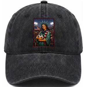 Funny Statue Of Liberty Soccer Gift Washed Cotton Baseball Cap USA Football Pride