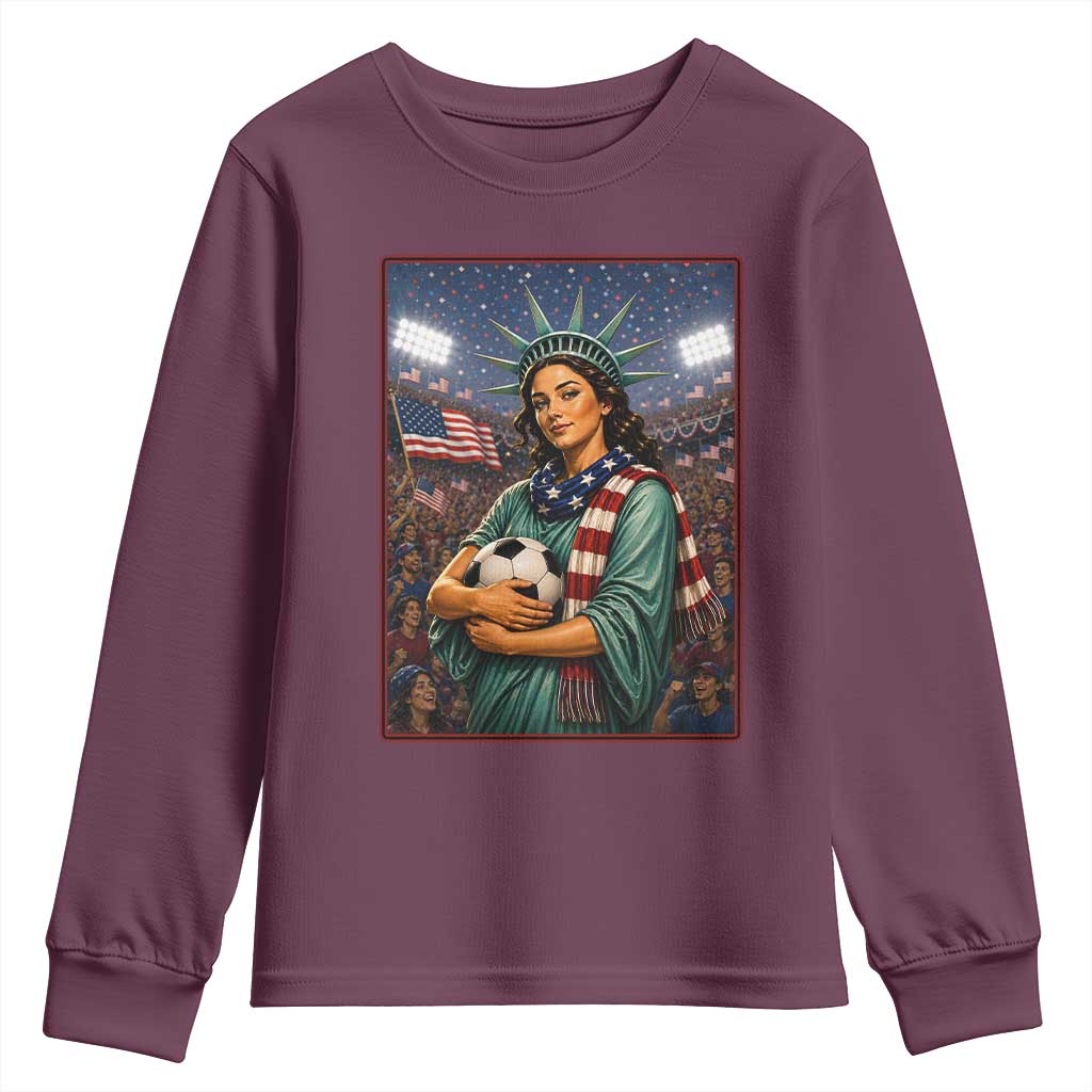 Funny Statue Of Liberty Soccer Gift Youth Sweatshirt USA Football Pride