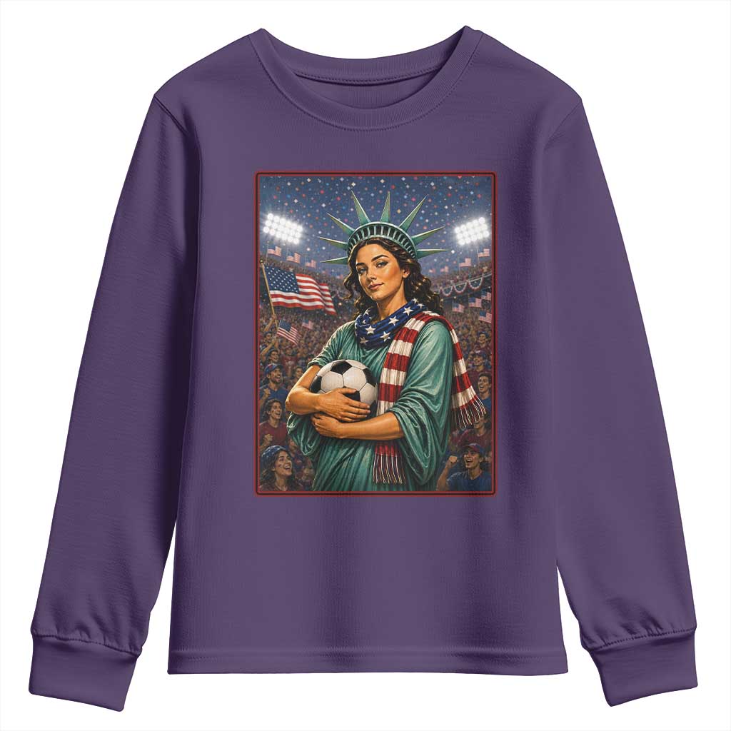 Funny Statue Of Liberty Soccer Gift Youth Sweatshirt USA Football Pride