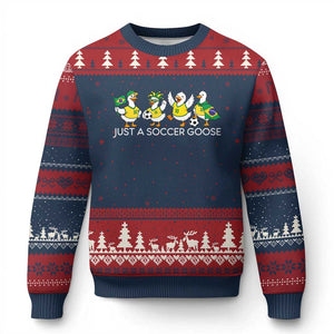Funny Just A Soccer Goose Ugly Christmas Sweater Brazil Football Fan