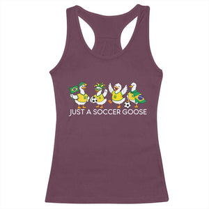 Funny Just A Soccer Goose Racerback Tank Top Brazil Football Fan