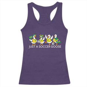 Funny Just A Soccer Goose Racerback Tank Top Brazil Football Fan