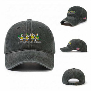 Funny Just A Soccer Goose Washed Cotton Baseball Cap Brazil Football Fan
