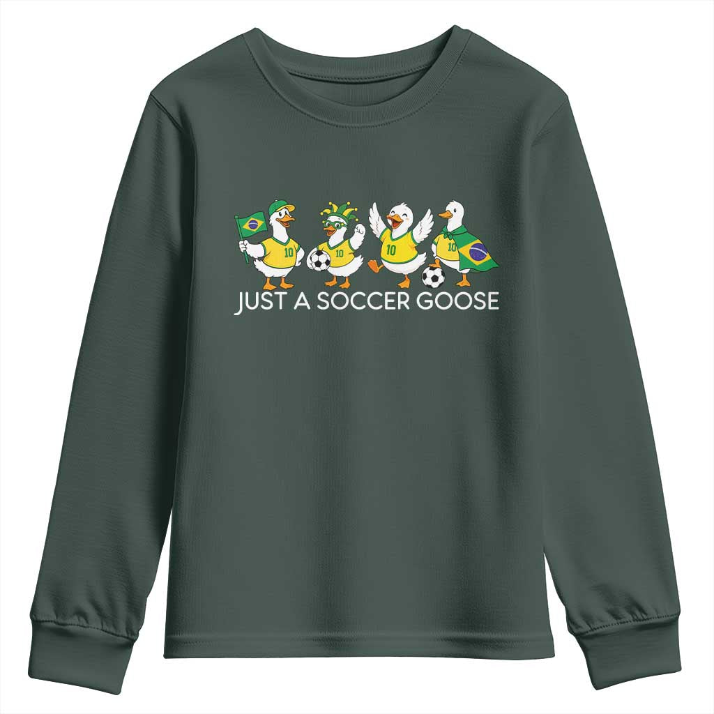 Funny Just A Soccer Goose Youth Sweatshirt Brazil Football Fan