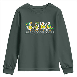 Funny Just A Soccer Goose Youth Sweatshirt Brazil Football Fan