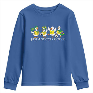 Funny Just A Soccer Goose Youth Sweatshirt Brazil Football Fan