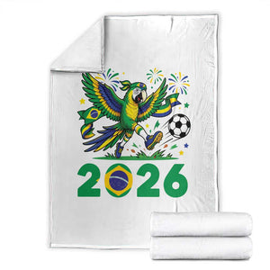 Funny Brazil Soccer Macaw Throw Blanket 2026 Football Fan Graphic