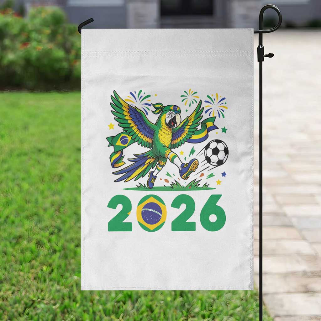 Funny Brazil Soccer Macaw Garden Flag 2026 Football Fan Graphic