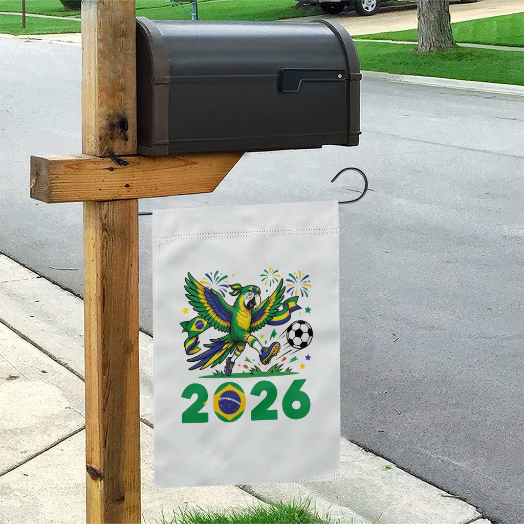 Funny Brazil Soccer Macaw Garden Flag 2026 Football Fan Graphic