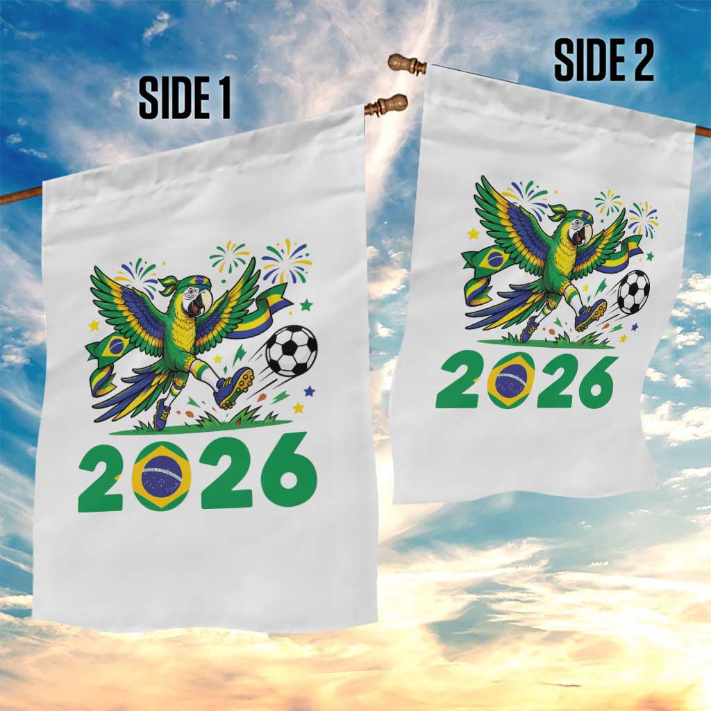 Funny Brazil Soccer Macaw Garden Flag 2026 Football Fan Graphic