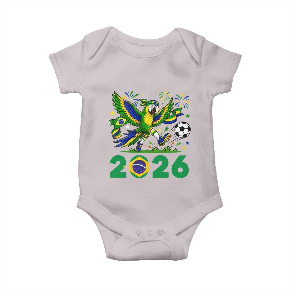Funny Brazil Soccer Macaw Baby Onesie 2026 Football Fan Graphic