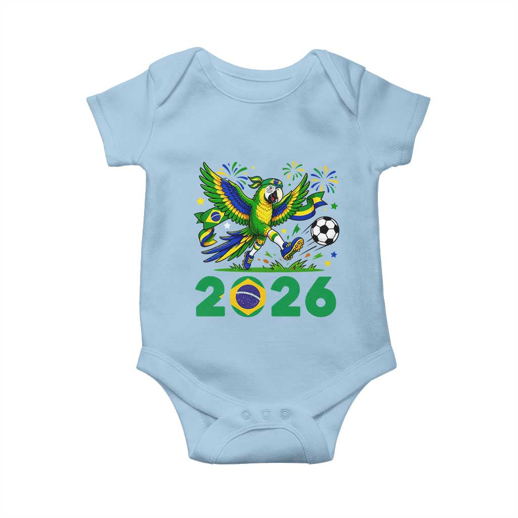 Funny Brazil Soccer Macaw Baby Onesie 2026 Football Fan Graphic