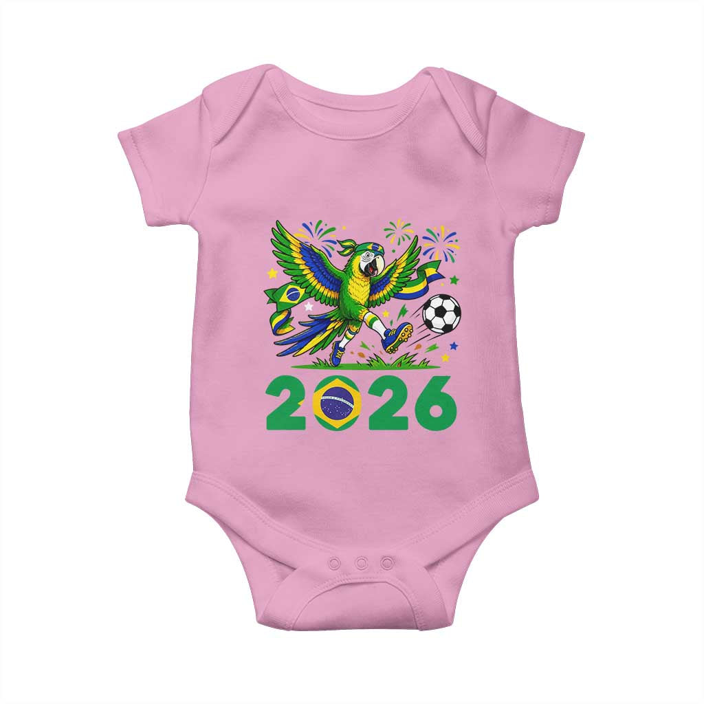Funny Brazil Soccer Macaw Baby Onesie 2026 Football Fan Graphic