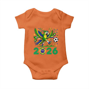 Funny Brazil Soccer Macaw Baby Onesie 2026 Football Fan Graphic