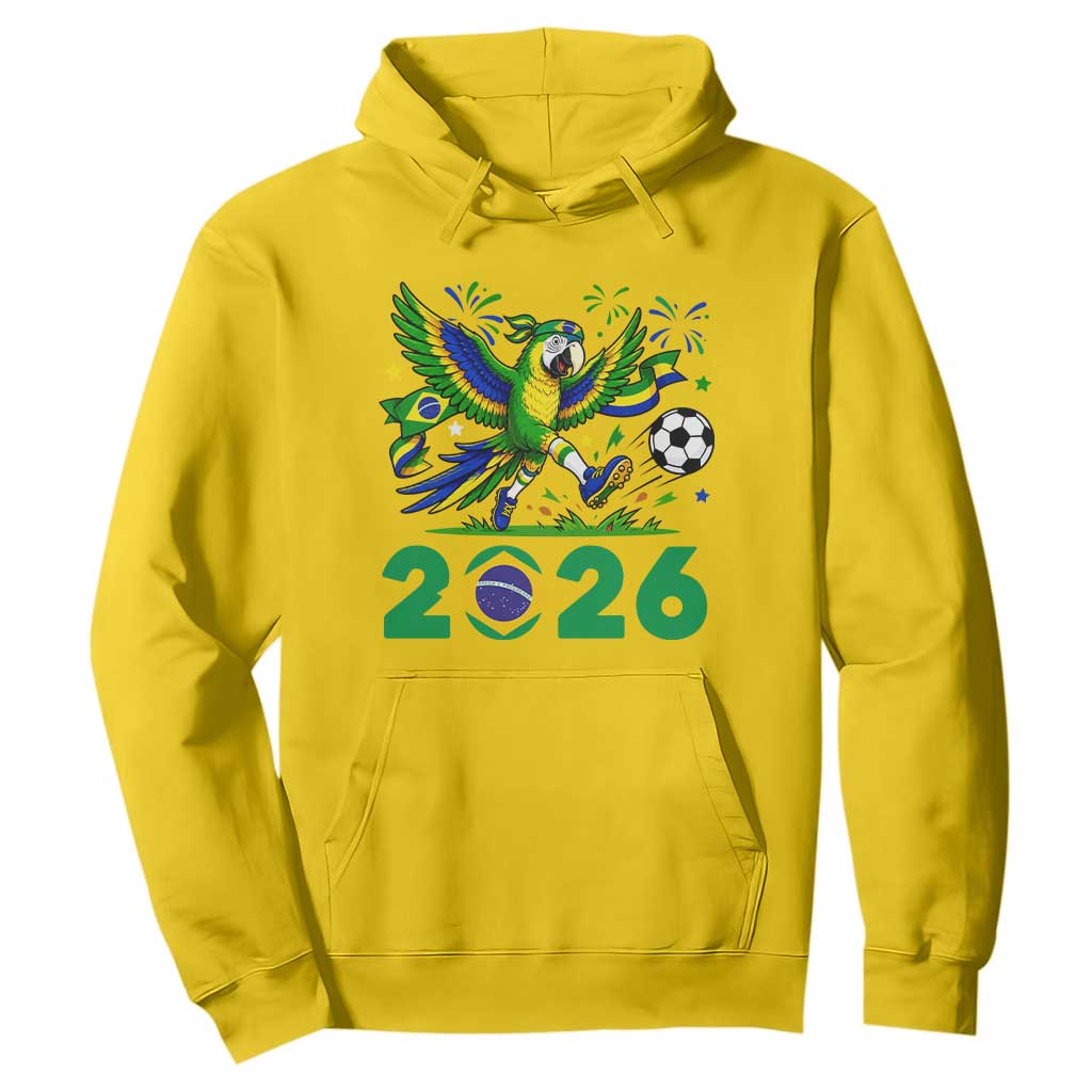 Funny Brazil Soccer Macaw Hoodie 2026 Football Fan Graphic