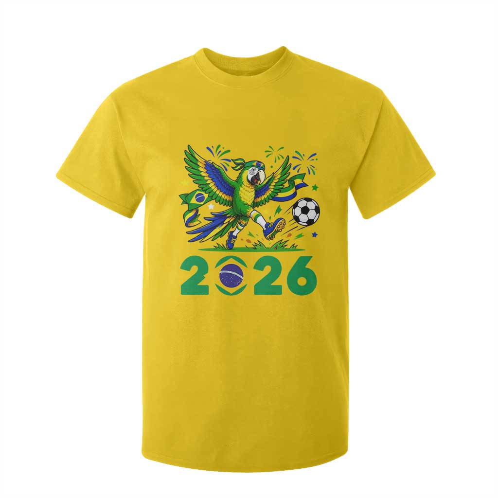 Funny Brazil Soccer Macaw T Shirt For Kid 2026 Football Fan Graphic