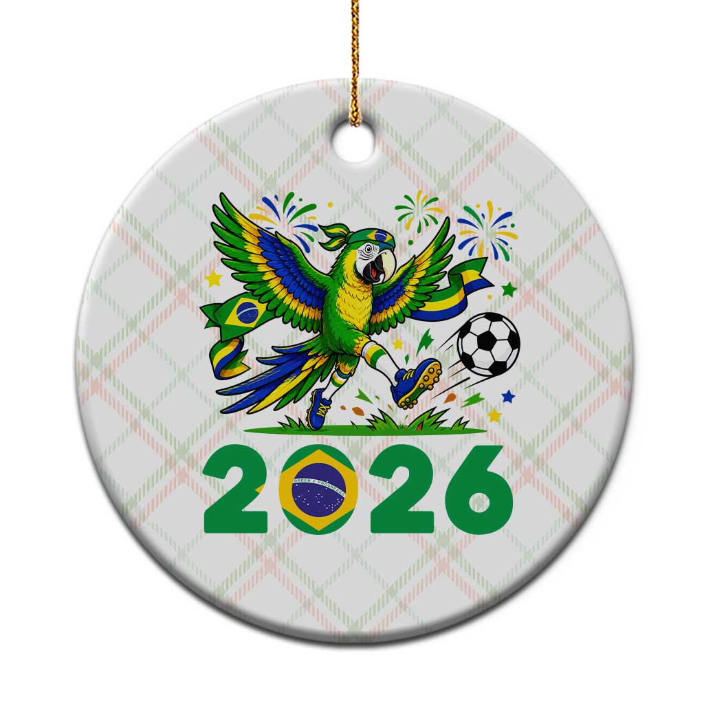 Funny Brazil Soccer Macaw Ceramic Ornament 2026 Football Fan Graphic