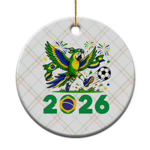 Funny Brazil Soccer Macaw Ceramic Ornament 2026 Football Fan Graphic