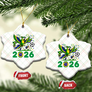 Funny Brazil Soccer Macaw Ceramic Ornament 2026 Football Fan Graphic