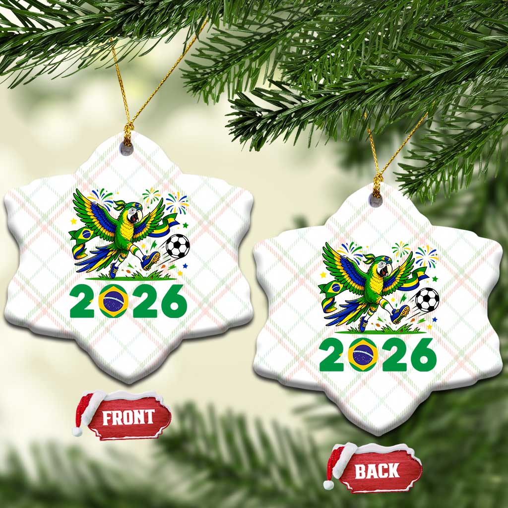 Funny Brazil Soccer Macaw Ceramic Ornament 2026 Football Fan Graphic