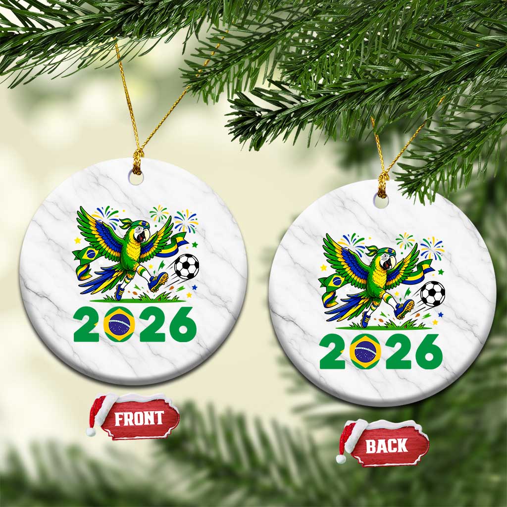 Funny Brazil Soccer Macaw Ceramic Ornament 2026 Football Fan Graphic